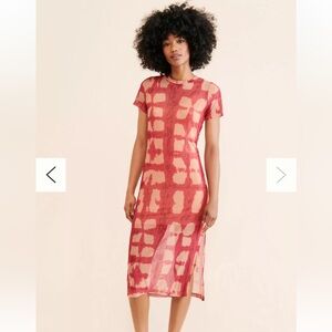 Anthropologie Porridge Abstract Printed Mesh Midi Dress size 1X